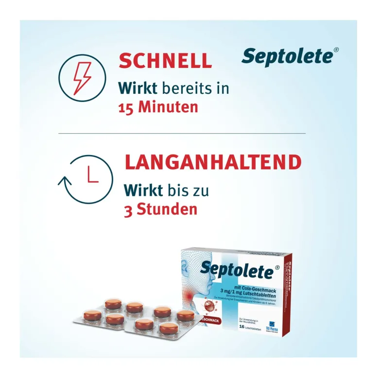 Septolete Cola 3 mg / 1 mg Lutschtabletten, 16 St