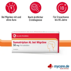 Sumatriptan AL bei Migräne 50 mg Filmtabletten, 2 St
