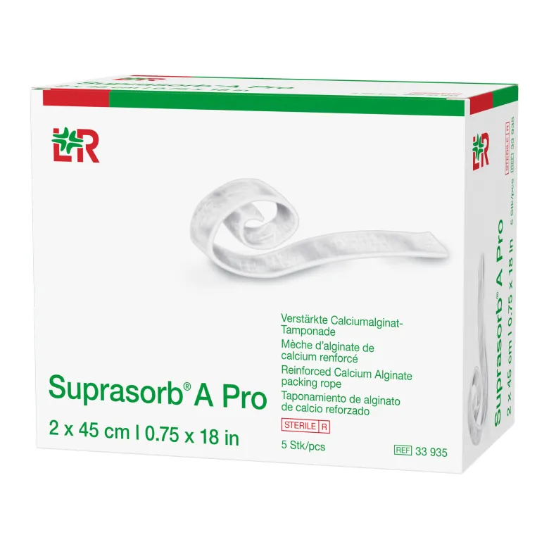 Suprasorb A Pro Calciumalginattamponade 2x45 cm, 5 St