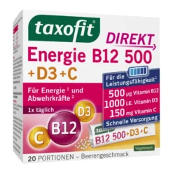 Taxofit Energie B12 500+D3+C Direkt, 20 St