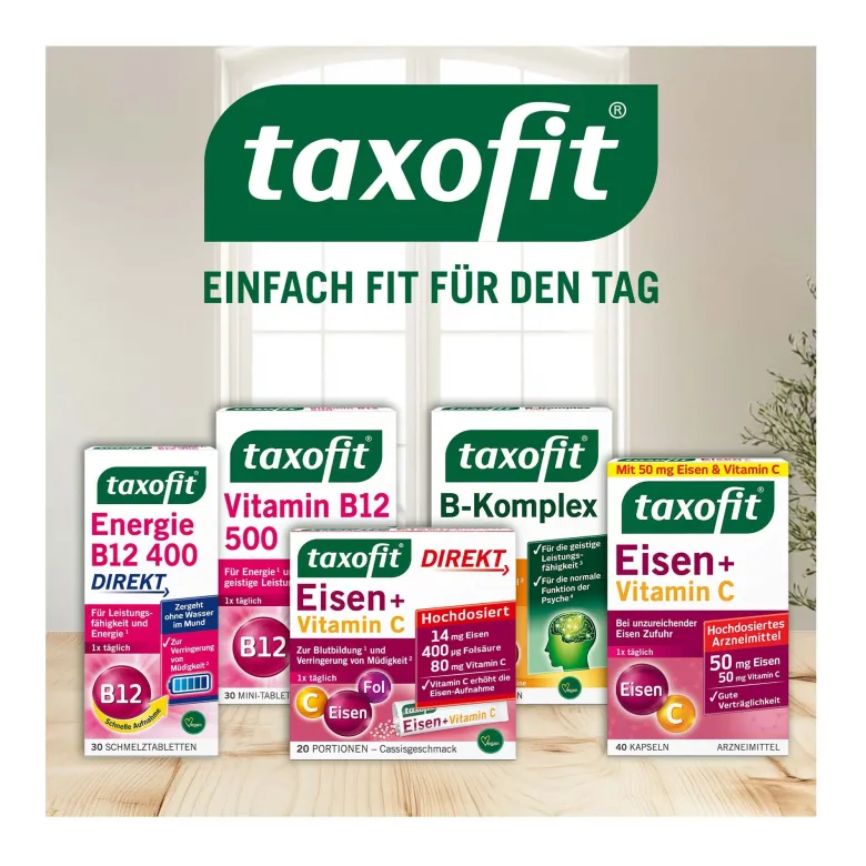 Taxofit Energie B12 500+D3+C Direkt, 20 St