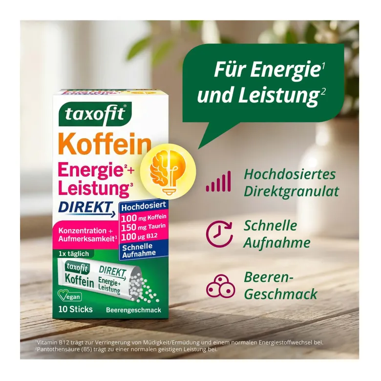 Taxofit Koffein + B12 Energie Direktgranulat, 10 St