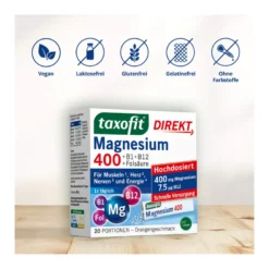 Taxofit Magnesium 400 + B1 + B6 + B12 + Folsäure Granulat, 20 St