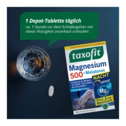 Taxofit Magnesium 500 Nacht + Melatonin Depot-Tabletten, 30 St