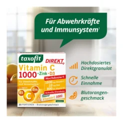 Taxofit Vitamin C 1000 + Zink + D3 Direkt-Granulat, 20 St