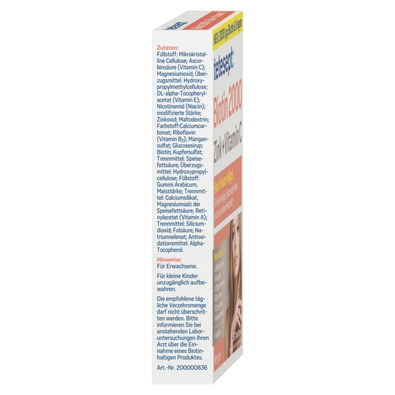 Tetesept Biotin 2000 + Zink + Vitamin C Filmtabletten, 30 St