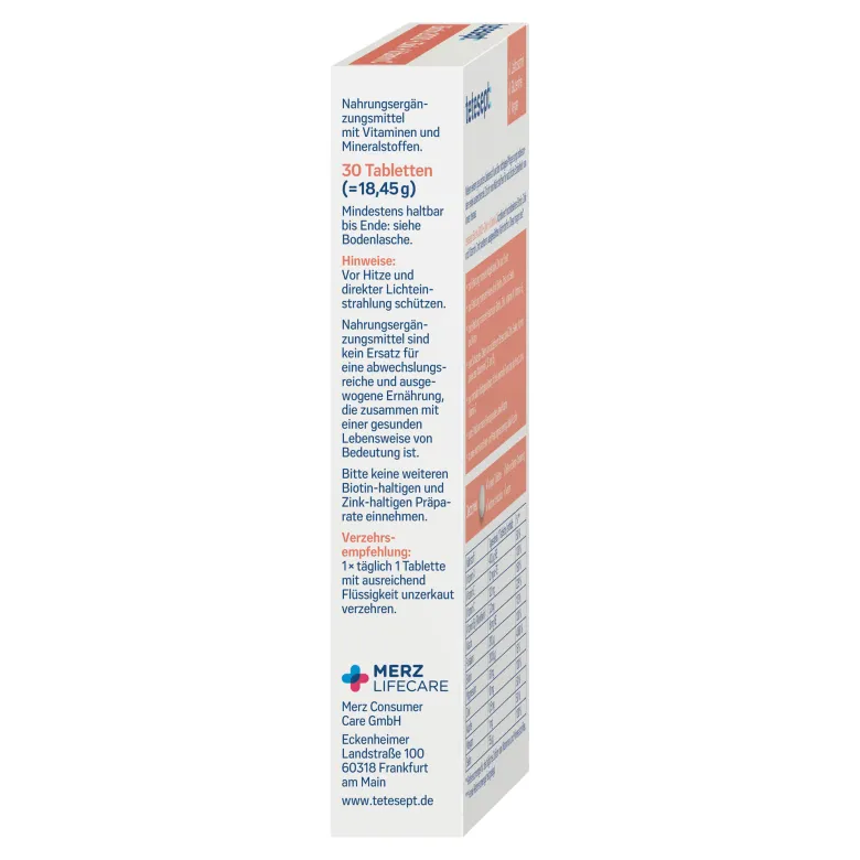 Tetesept Biotin 2000 + Zink + Vitamin C Filmtabletten, 30 St