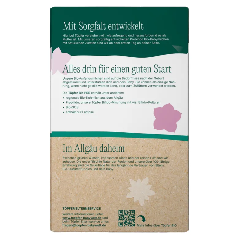 Töpfer Bio Anfangsmilch Pre Pulver, 600 g