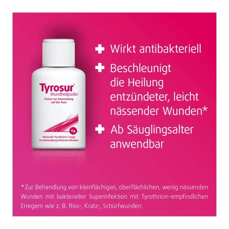 Tyrosur Wundheilpuder zur Behandlung von kleinen Wunden, 20 g
