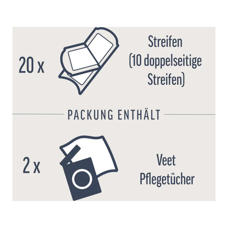 Veet Kaltwachsstreifen Körper & Beine Sensible Haut, 10X2 St