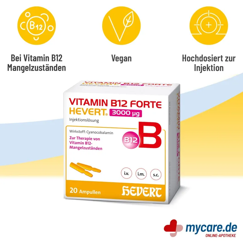 Vitamin B12 forte Hevert 3000 µg Ampullen, 20X2 ml