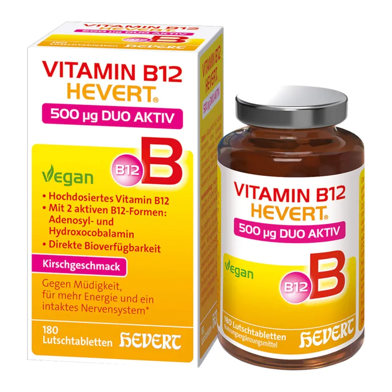 Vitamin B12 Hevert 500 µg Duo Aktiv Lutschtabletten, 180 St