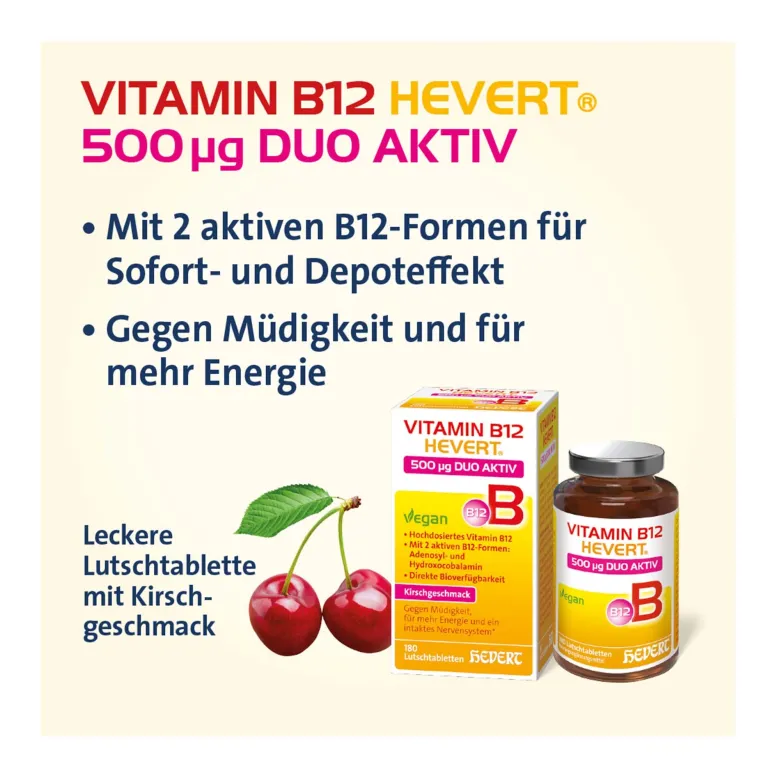 Vitamin B12 Hevert 500 µg Duo Aktiv Lutschtabletten, 180 St