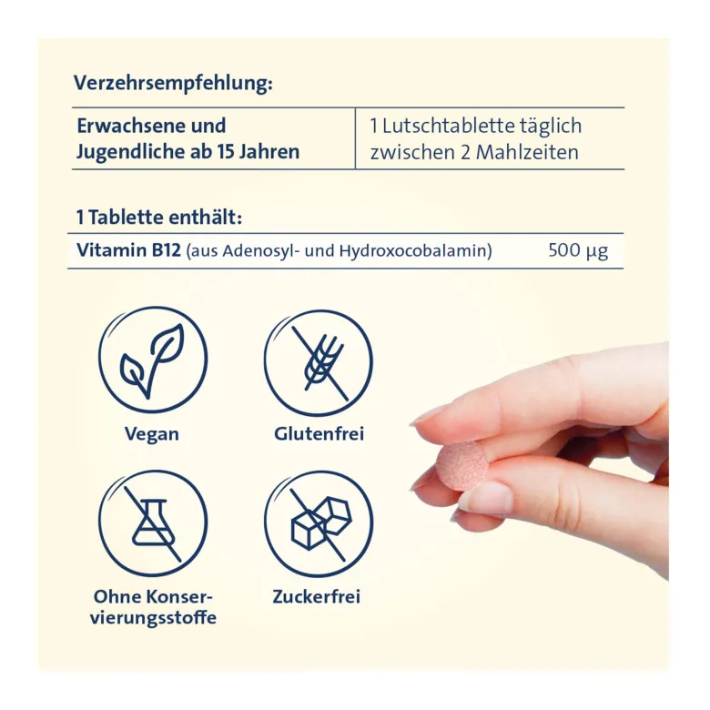 Vitamin B12 Hevert 500 µg Duo Aktiv Lutschtabletten, 180 St