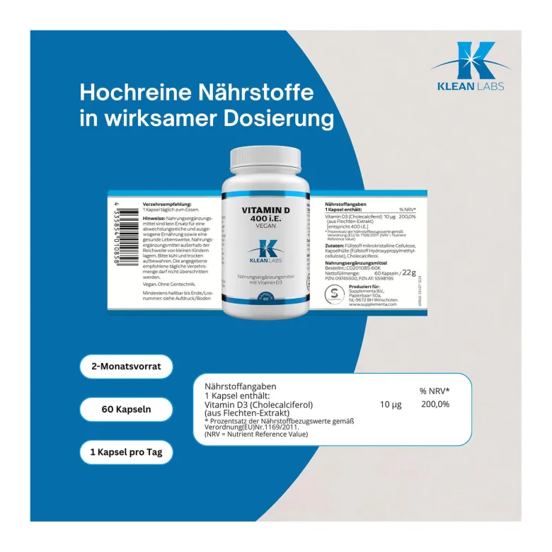 Vitamin D 400 I.E. Kapseln, 60 St