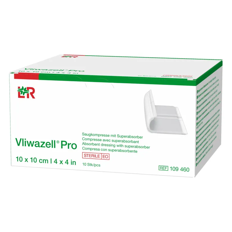 Vliwazell Pro Saugkompresse mit Superabsorber 10x10 cm, 10 St