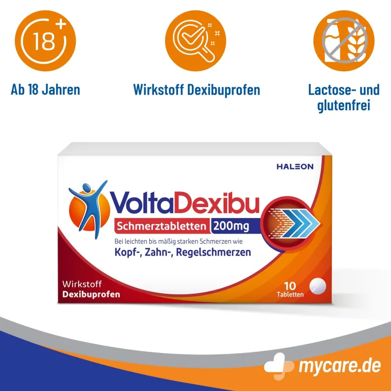 VoltaDexibu Schmerztabletten 200 mg Filmtabletten, 10 St