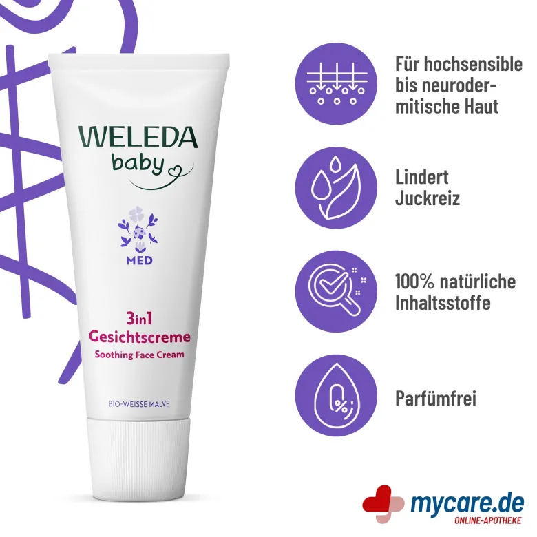 Weleda Baby Med 3in1 Gesichtscreme Weiße Malve, 50 ml