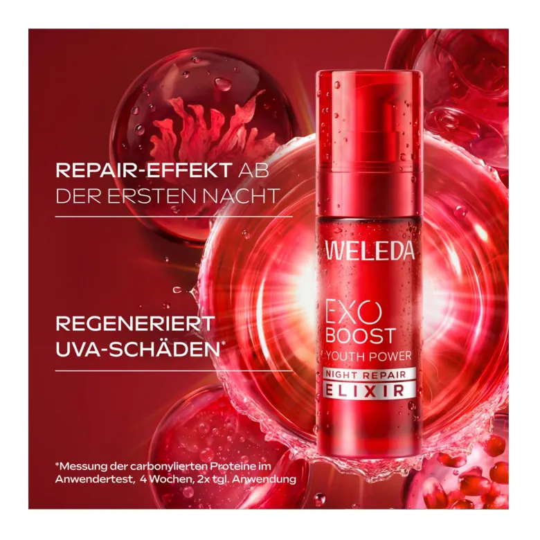 Weleda ExoBoost Youth Power Night Repair Elixier Granatapfel, 30 ml