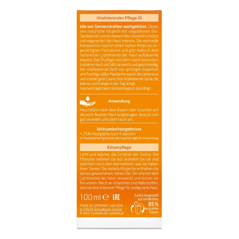 Weleda Sanddorn Vitalisierendes Pflege-Öl, 100 ml