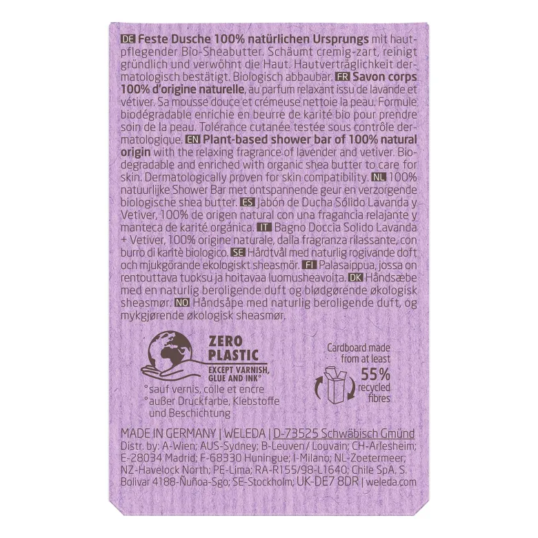 Weleda Shower Bar Feste Duschpflege Lavender+Vetiver, 75 g