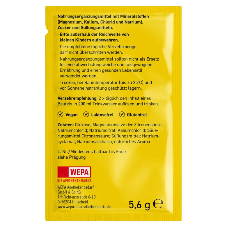 WEPA Elektrolyte Pulver Zitrone, 20X5.6 g