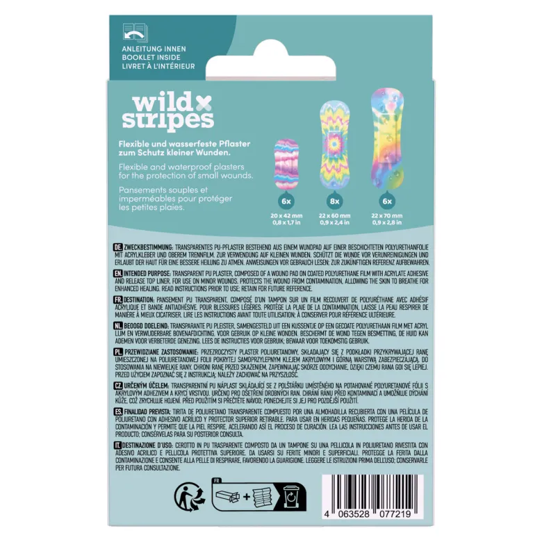 Wild Stripes Waterproof Pflaster - Rainbow Edition, 20 St