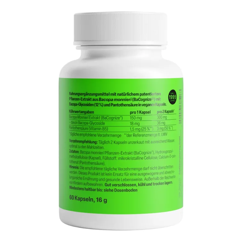 ZeinPharma Bacopa+ mit patentiertem BaCognize 150mg Kapseln, 60 St