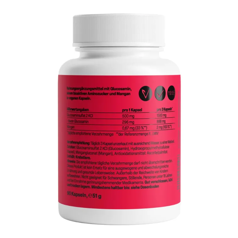 ZeinPharma Glucosamin 500mg mit Mangan Kapseln, 90 St