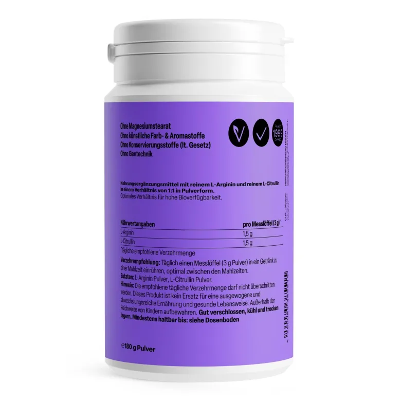 ZeinPharma L-Arginin + L-Citrullin 50/50 Verhältnis Pulver, 180 g