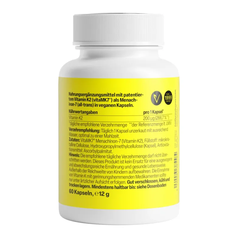 ZeinPharma Vitamin K2 mit patentiertem vitaMK7 200µg Kapseln, 60 St